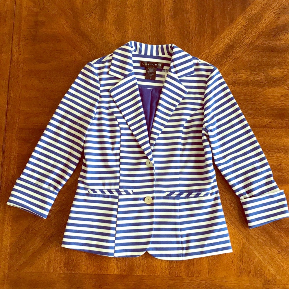 LM Studio 3/4 sleeve striped beach sea jacket NWT